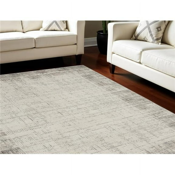 HomeRoots 569826 8 x 10 ft. Abstract Rectangle Area Rug, Ivory & Gray