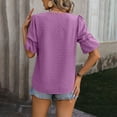 thumbnail image 6 of Diufon Womens Puff Sleeve Summer Tunics Chiffon Half Sleeve Polka Dot Tops V Neck Solid Color Blouses, 6 of 6