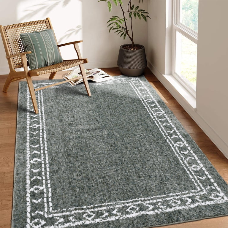 Mainstays Green Bordered Tufted Washable Area Rug 5 x 7 - Walmart.com