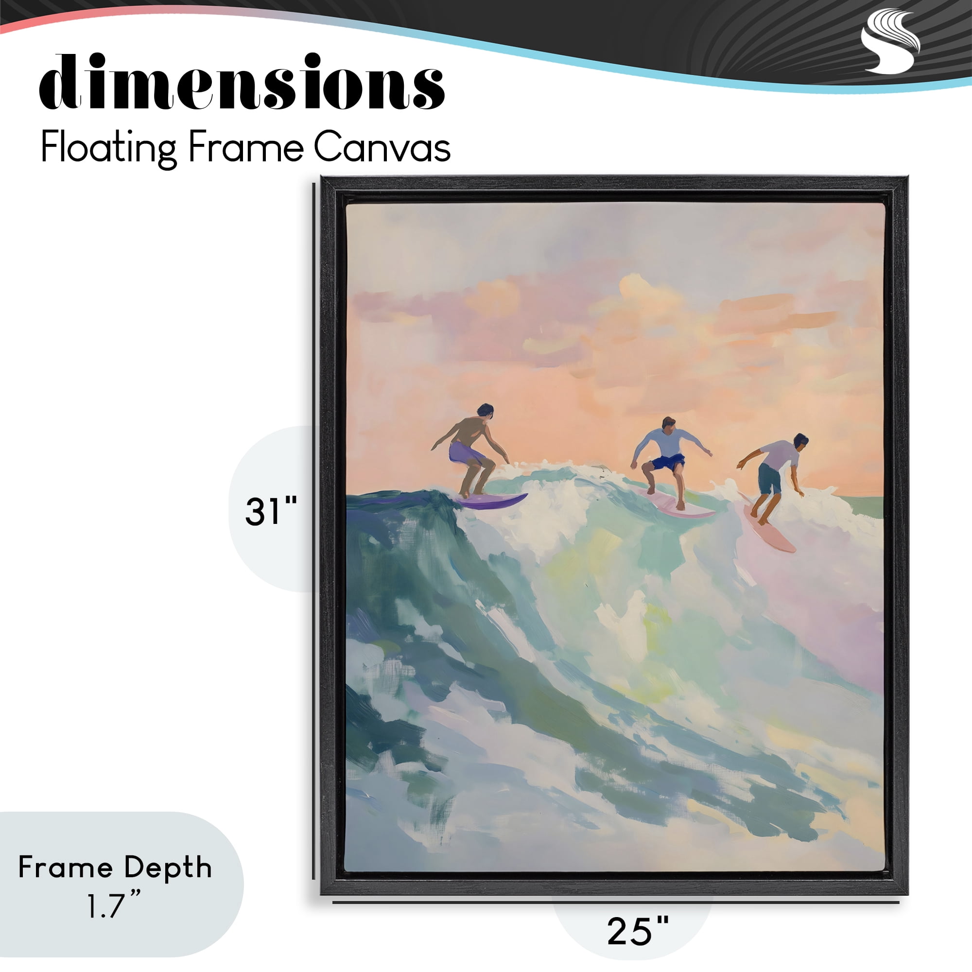 Stupell Industries Group of Surfers at Sunset Black Framed Floater Canvas Wall Art, design by The Prints Vibe