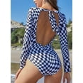 thumbnail image 5 of Attraco Women's Checker Prints Swimsuit Open Back Swimwear Lace Up Bathing Suit, 5 of 6