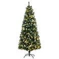 thumbnail image 1 of HOMCOM 6' Skinny Prelit Artificial Christmas Tree with Snow-dipped Tips, 1 of 10