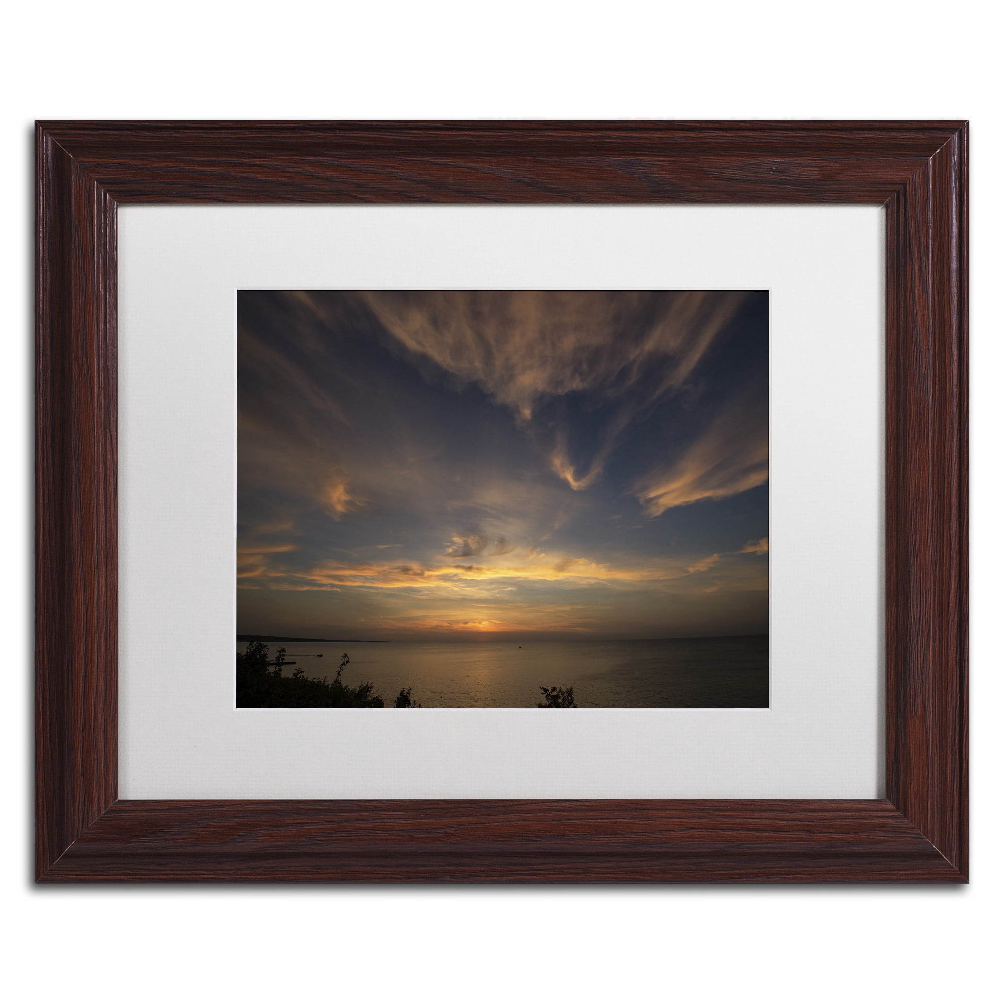 Trademark Fine Art "Another Amazing Sunset on Lake Erie" Canvas Art by Kurt Shaffer White Matte, Black Frame