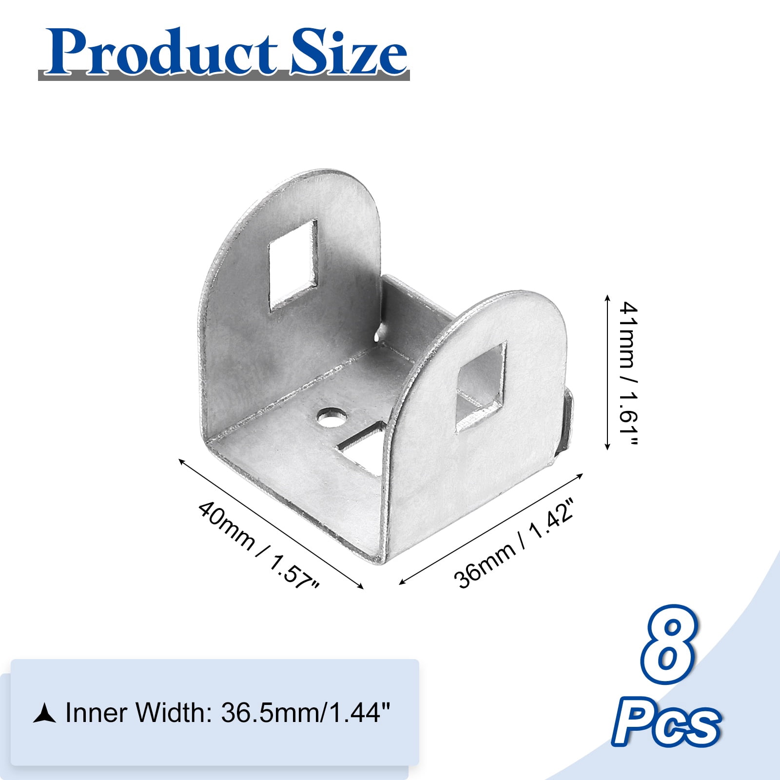 Uxcell 8 Pcs U Bracket for 1.44" Panels, 36 x 40 x 41mm Metal U Shaped Fasteners Brackets for Guardrail or Partitions Connection, Silver