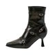 thumbnail image 1 of NECHOLOGY Botas Mujer Adulto Femenino Zapatos Botines mujer Botas de tacón con cremallera puntiaguda y decoración con hebilla de cinturón de cuero estilo británico a la moda para mujer (Black, 8), 1 of 6