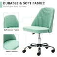 thumbnail image 4 of edx Makeup Chair Armless Office Chair With Wheels, Comfortable Home Office Desk Chair, Adjustable Swivel Upholstered Fabric Makeup Task Computer Chair, Green, 4 of 7