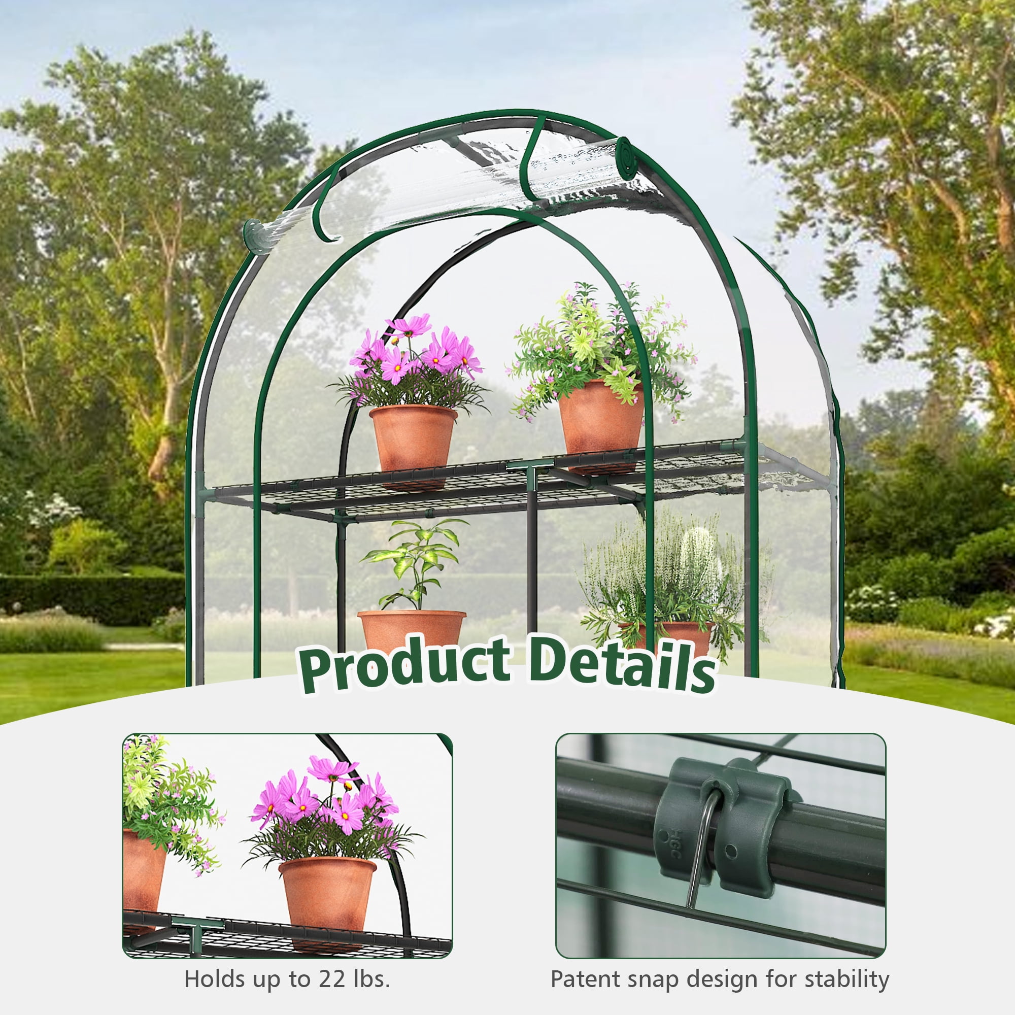 GAZEBETER Small Greenhouse 4-Tier,40 x 18 x 63'' Mini Greenhouse for Indoor Outdoor,Portable Plastic Plant Green House Mini with Roll-up Zipper Door,Clear