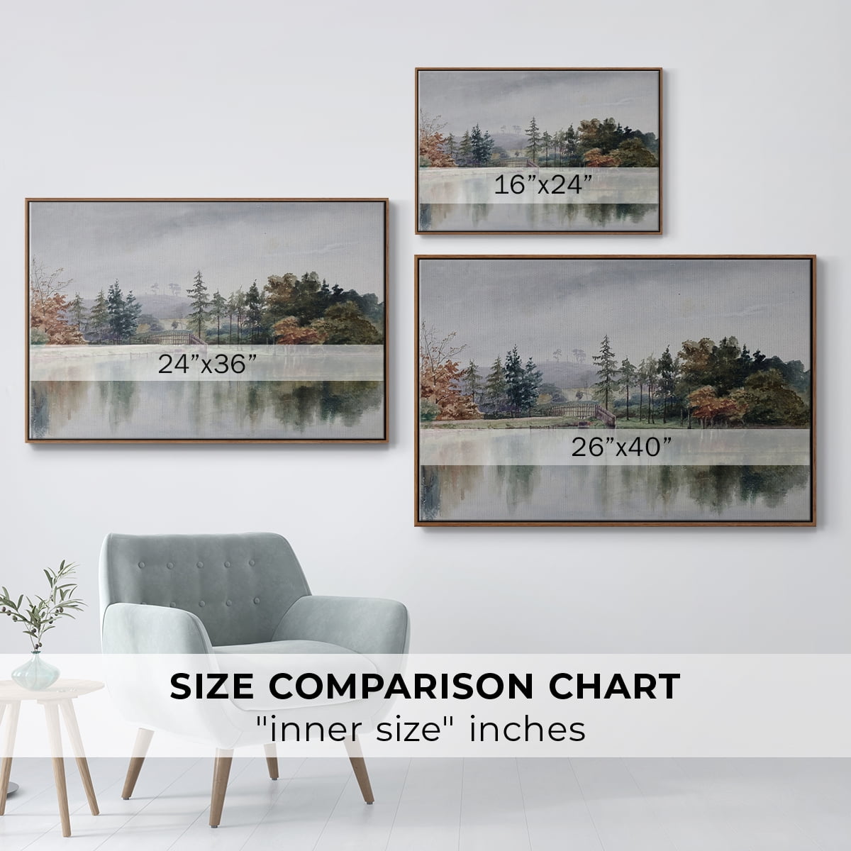 Vintage Landscape-XXI By Wexford Home Framed in Walnut Wood Gallery Wrapped Canvas 27 in. x 41 in.