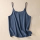 thumbnail image 2 of Ropa urbana para mujer,Camiseta de tirantes de lino para mujer, color liso, manga corta con abertura en el bajo, escote redondo, estilo informal, sopatenor, 2 of 9