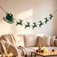 thumbnail image 5 of Green Christmas Felt Hanging Banner,Traditional Sleigh Reindeer Garland,Polyester Festive String Decor For Wall Fireplace Door Party Home Holiday Decor, 5 of 6