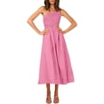 thumbnail image 3 of TRKIYQC vestidos largos acampanados para mujer 2022, verano sin mangas de un hombro fruncido Color sólido recorte de una pieza TRKIYQC casual, 3 of 6