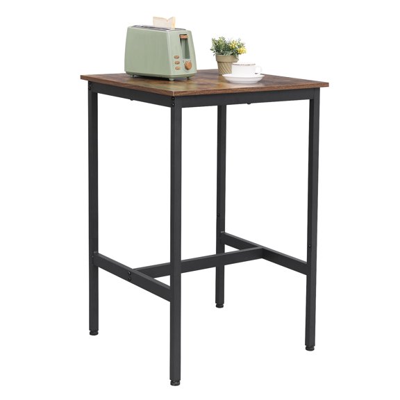 VASAGLE Bar Table, Small Kitchen Dining Table, High Top Pub Bar Height Cocktail Desk for Living Room Party, Sturdy Metal, 23.6 x 23.6 x 36.2 Inches for Narrow Spaces, Rustic Brown and Black
