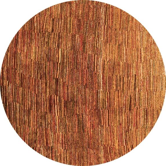 Ahgly Company Indoor Round Abstract Orange Contemporary Area Rugs, 5' Round