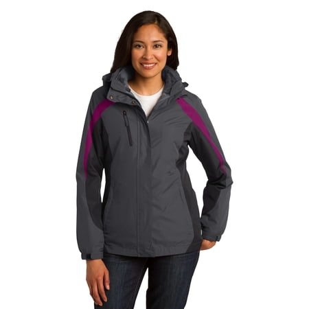 Port Authority Ladies Colorblock 3 in 1 Jacket-S (Magnet Grey/ Black/ Very Berry)