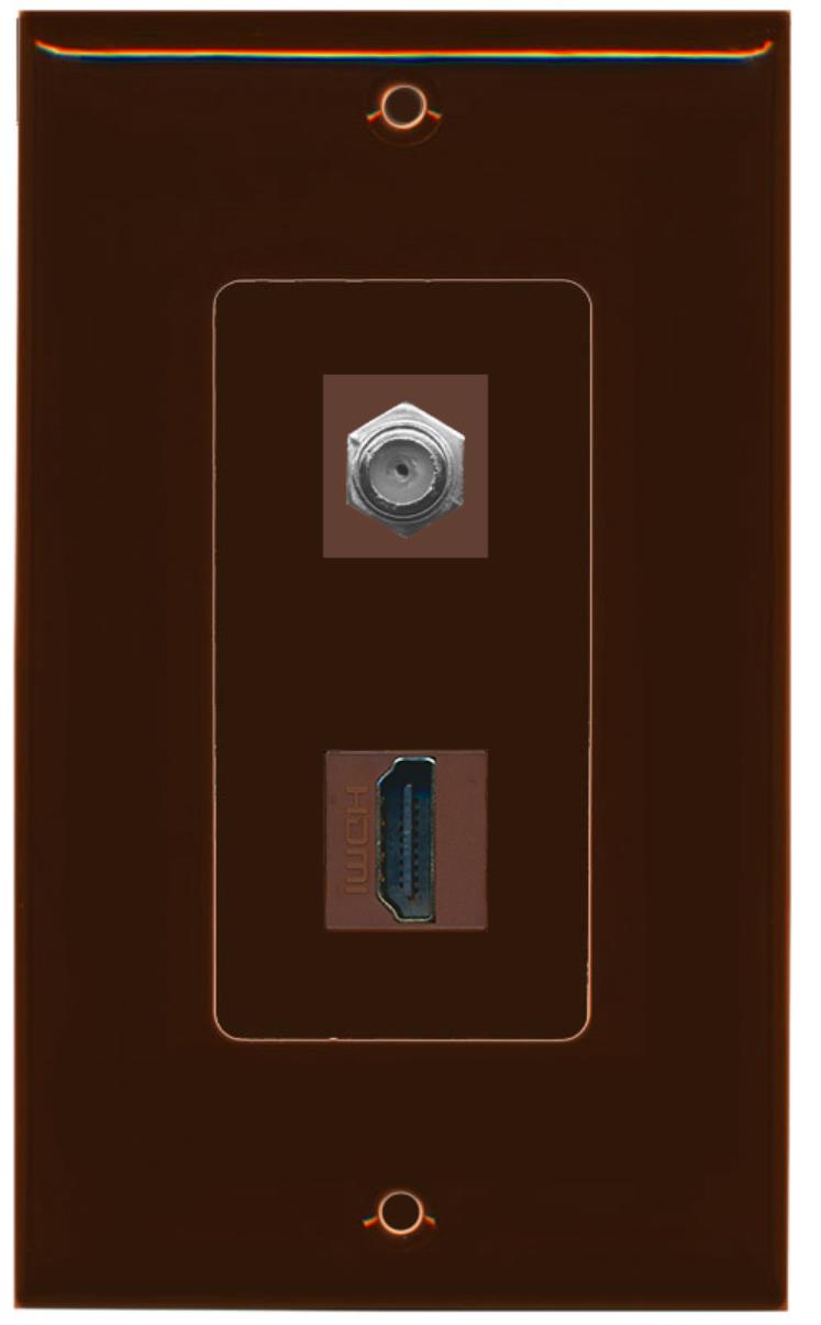 RiteAV 1 x Cable TV Coax and 1 x HDMI Port Wall Plate Decorative Type