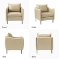 thumbnail image 3 of Vegan Leather Upholstered Accent Chair Lounge Armchair Sofa Moveable Cushion Metal Legs Reception Bedroom Beige, 3 of 7