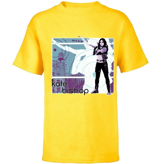 Marvel Hawkeye Kate Bishop Halftone Character Poster - Short Sleeve T-Shirt for Kids – Customized-Yellow