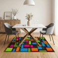 thumbnail image 3 of ODIKA 5'x7' Ultra-Soft Area Rug, Memphis 80S Abstract Grid Block Retro Interlocking Squiggle Funky Flowing None Washable, Bare feet friendly, Silk-Touch for Bedroom Home office, 3 of 7