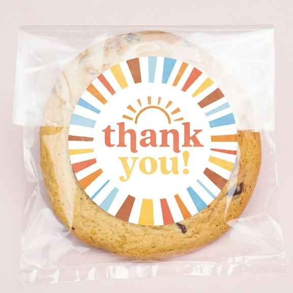 Big Dot of Happiness Here Comes the Son Thank You Stickers & Clear Cookie Bags, Cellophane Treat Bags 4.25x7 Inches, Boho Sunshine Party Favor - 25 Ct