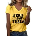thumbnail image 3 of Halloween T Shirts for Women 2025 Trick Or Teach Funny Graphic Tees Short Sleeve V Neck Tshirt Womens T Shirts, 3 of 6