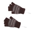 thumbnail image 2 of 1 par de guantes calefactores de invierno con USB de 5 V para hombre y mujer, guantes calefactables de medio dedo, color café, 2 of 14