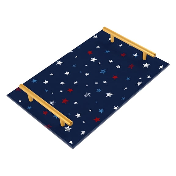 Bath Accessories Sets Single Print Decorative Tray With Handle For Home Bathroom Bedroom Navy Blue Background