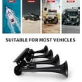 thumbnail image 3 of FARBIN 4 Trumpet Air Horn 12/24V Train Horn 178DB Truck Air Horn Super Loud Air horn with Electric Solenoid Universal for Train Truck SUV Boat Metal Black(black Parallel 4-tube 12/24V), 3 of 6