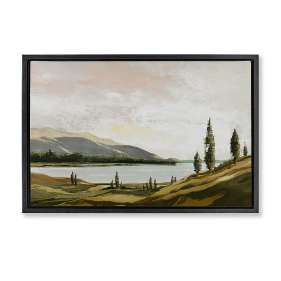 Stupell Industries Calm Scenic Landscape Landscape & Nature Painting Black Floater Framed Canvas Art Print Wall Art, 25 x 17