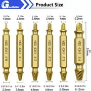 Goobetter Professional Screw Extractor Kit 6Pcs | High Speed Steel Bolt & Screw Remover | Damaged Screw Drill Bit Set for Broken Bolts
