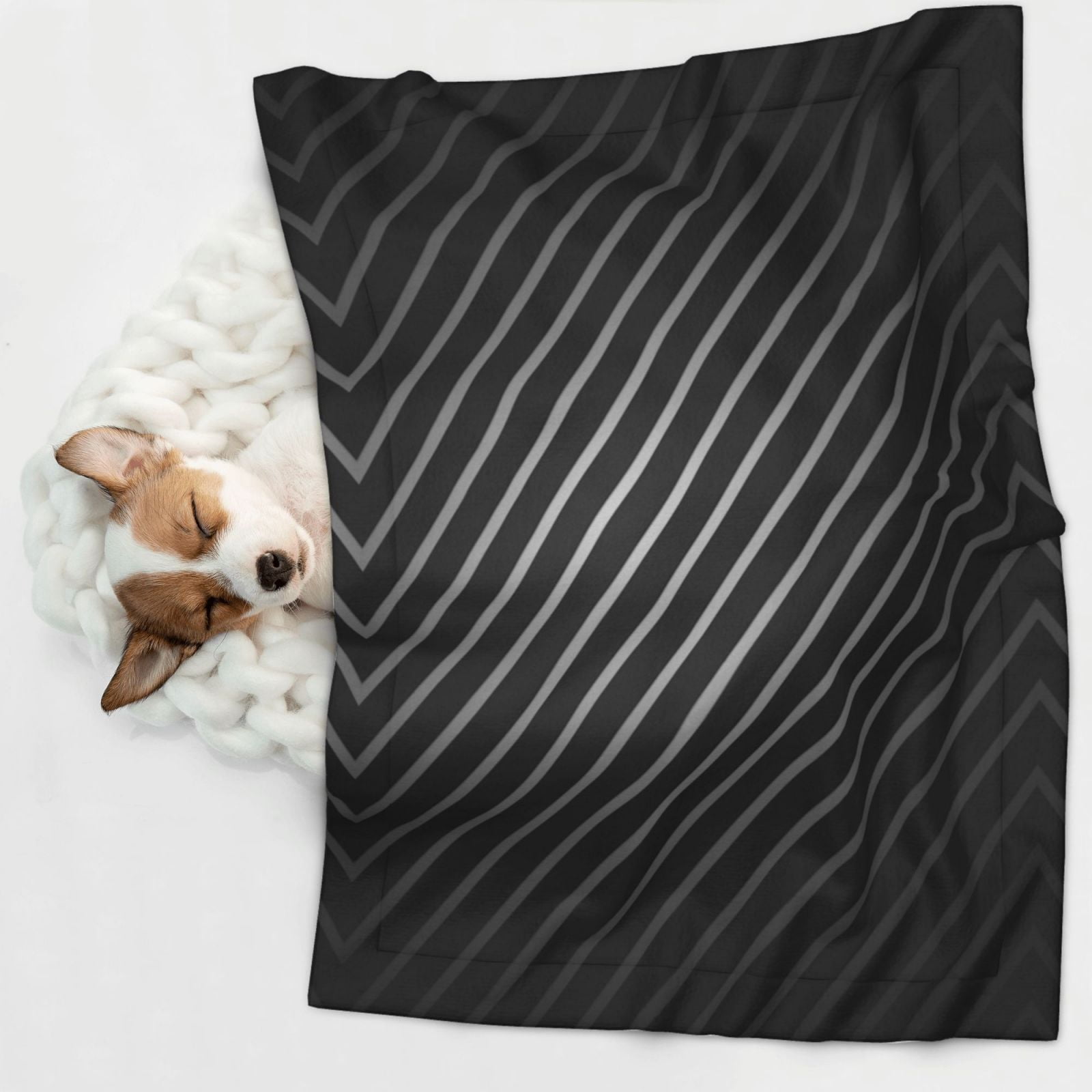 Flannel Throw Dog Blanket Black Stripe Silver Soft Warm Print Pet Blankets for Small Dog Cat Puppy