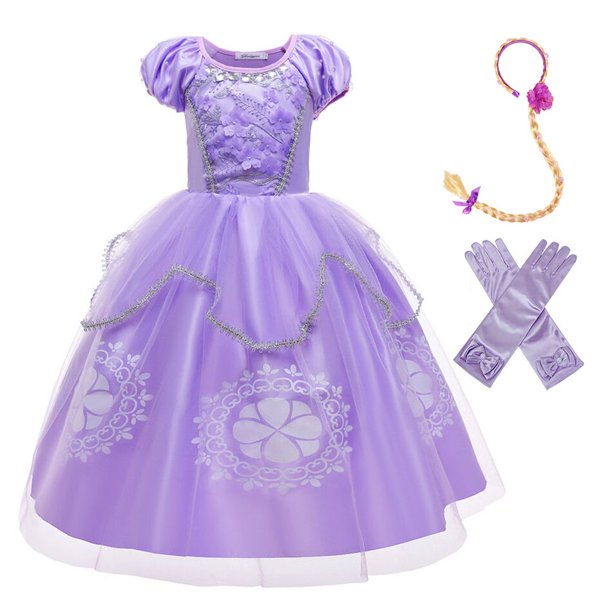 Disfraz de Sophia the First Anime para niños, vestido de princesa con apliques florales, vestido de baile, Carnaval, Sofía, Cosplay Fivean unisex