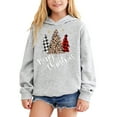 thumbnail image 2 of Tiweut Cozy Girls Christmas Hoodie Festive Holiday Sweater with Unique Xmas Tree Prints Merry Xmas Pullover for Girls,Grey2,4-5 Y, 2 of 4