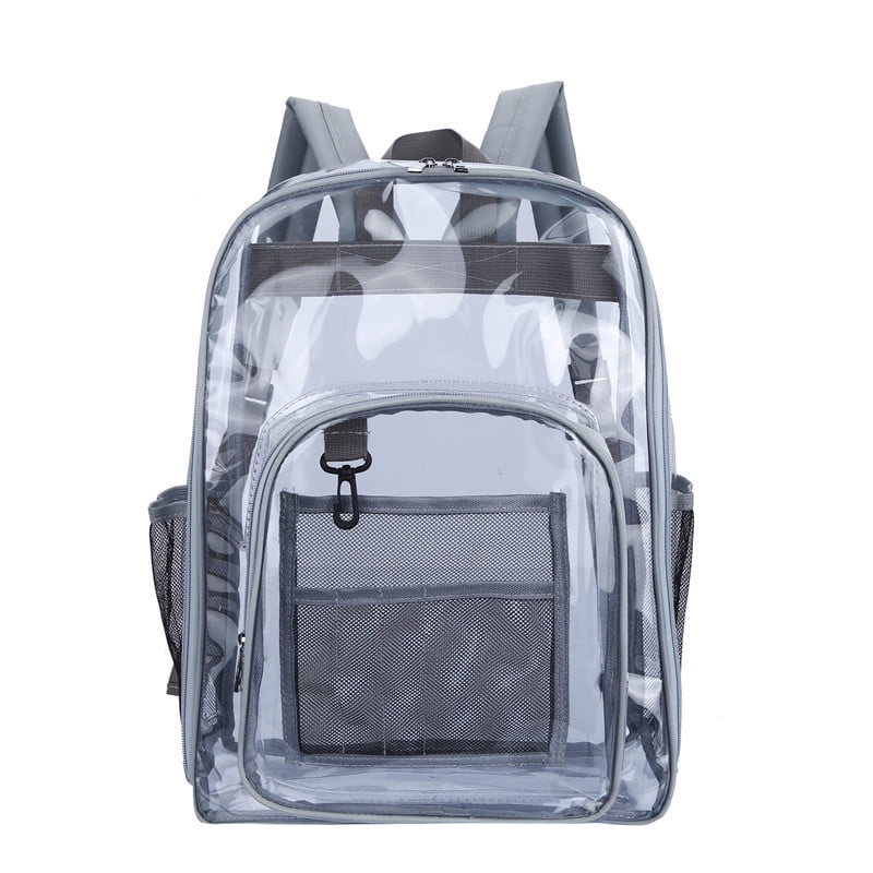 Women Clear PVC Heavy Duty Backpack Rucksack Travel Reinforced Straps School Bag 