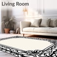 thumbnail image 2 of ODIKA 4'x6' Machine Washable Non-Slip Area Rug, Ornamental Lattice Framework Adorned with Stylized Botanical Accents High Traffic Rug, Black, 665277, 2 of 7