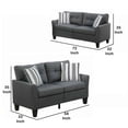 thumbnail image 6 of Glossy Polyfiber 2 Piece Sofa Set In Charcoal Gray- Saltoro Sherpi, 6 of 6