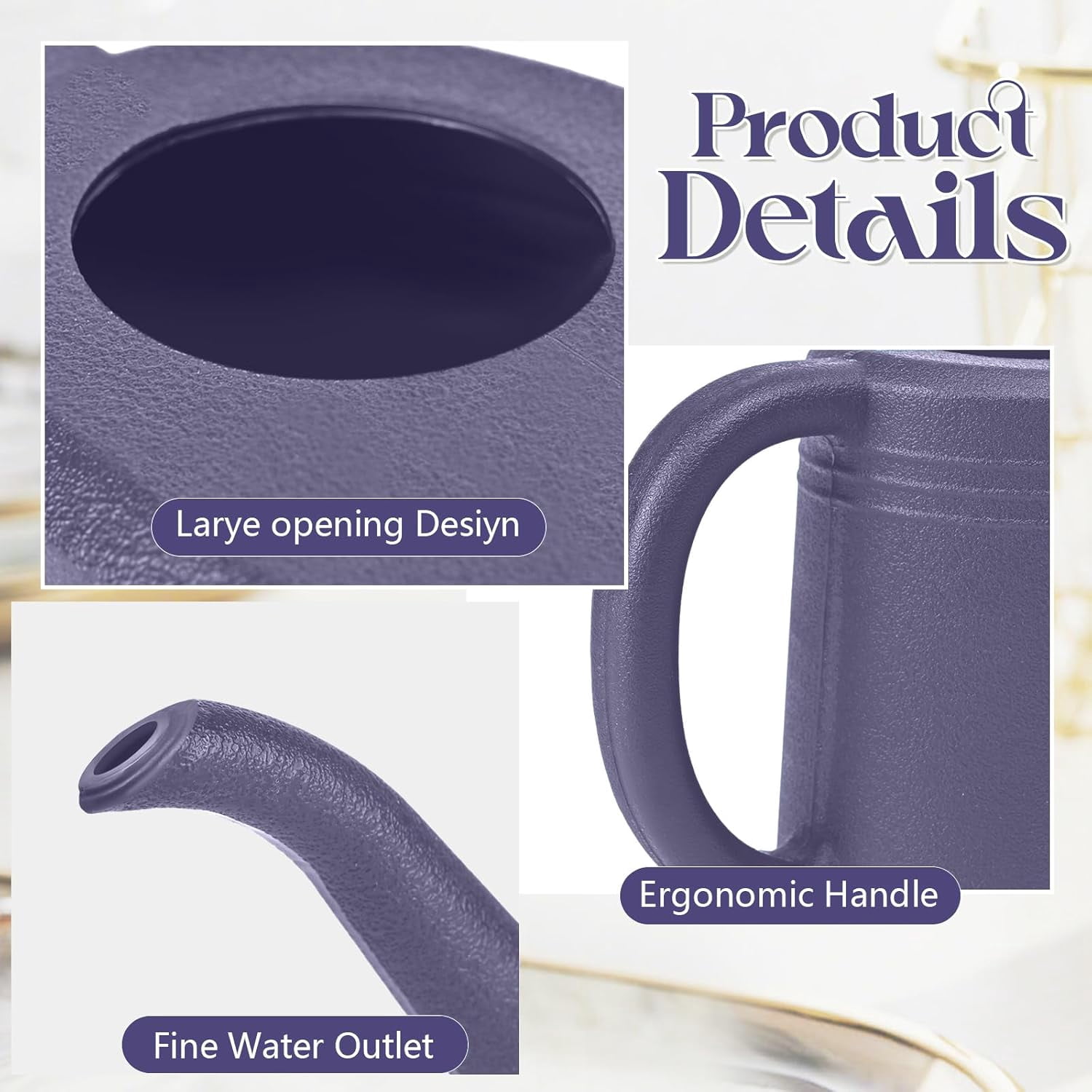 Plant Watering Can for Home Garden - with Long Spout 1/4 Gallon Purple
