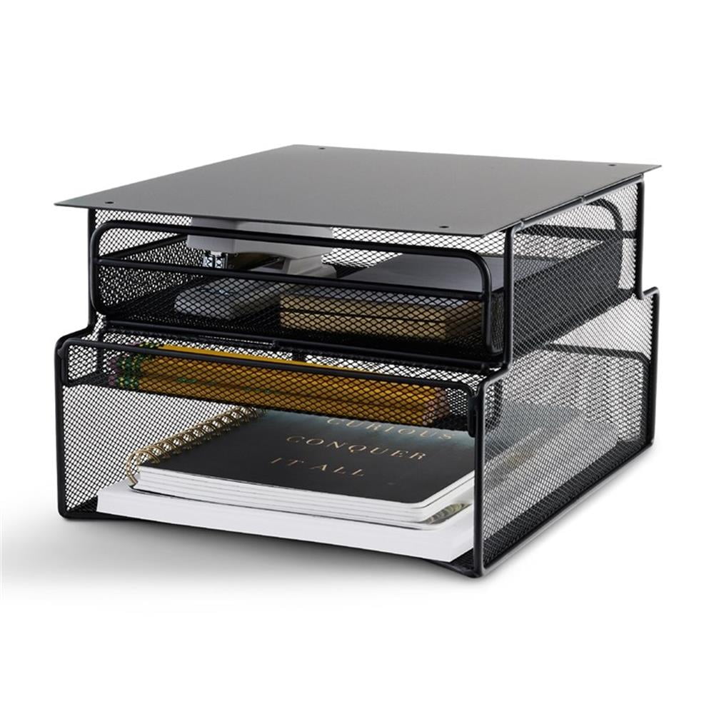 Onyx Hanging Organizer W/drawer, Under Desk Mount, 12 1/3 X 10 X 7 1/4, Black