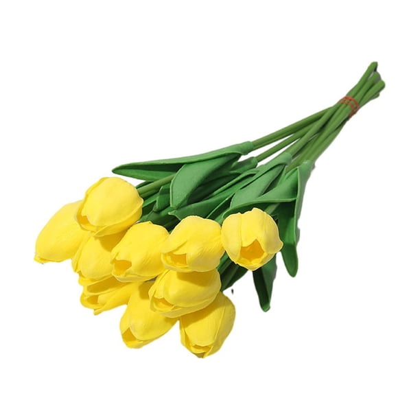 Wosthever 10 bolsas de decoración de de comedor floricultura experiencia gastronómica con ramos simulados tulipanes simulados llenos de Flores artificiales amarillo