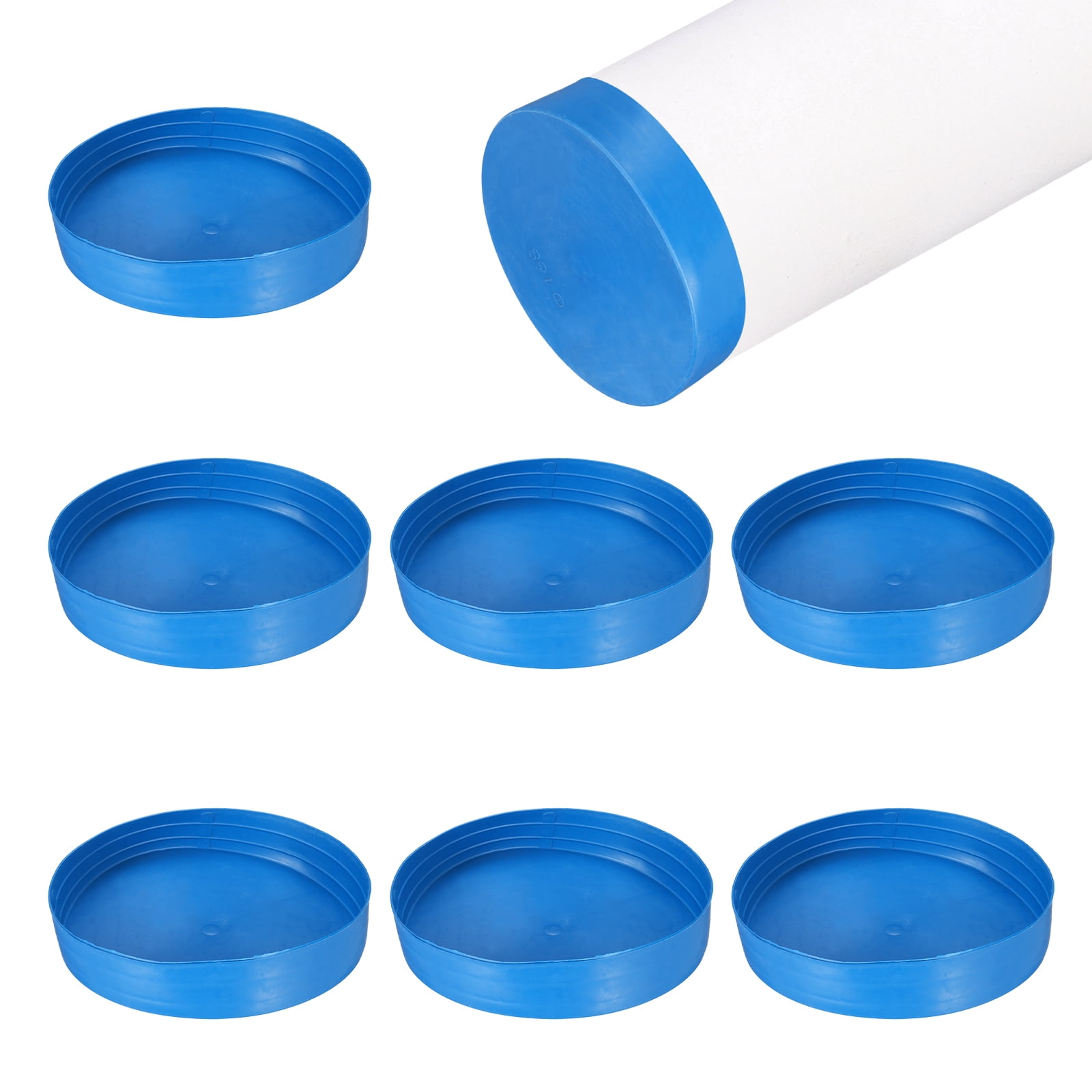 Uxcell 10 Pack Tube End Cap Plastic Hole Plugs 6.69 x 1.26 Round Tube Pipe Cap Cover Screw Thread Protective Sleeve Fit 6.61 OD Tube for Tubing Fence Railing Pipe Post Blue