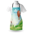 thumbnail image 4 of Grass Apron, Summer Season with Mill and Hot Air Balloon Style Cartoon Design Illustration, Unisex Kitchen Bib with Adjustable Neck for Cooking Gardening, Adult Size, Multicolor, by Ambesonne, 4 of 4