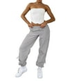 thumbnail image 6 of JJHGVB Cargo Pants Women High Waisted Pants Spring And Summer Solid Printed Casual Wide Leg Cotton And Linen Explosion Loose Pants Female Wide Leg Pants Woman Baggy Pants Gray L, 6 of 9