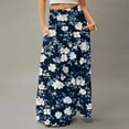 thumbnail image 2 of WULMLEO Long Skirts for Women Trendy Boho High Waisted Maxi Skirts with Pockets Floral Flowy Beach Vacation A Line Skirt Royal Blue M, 2 of 5