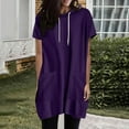 thumbnail image 2 of Timegard Womens Tops Drawstring Hoodies Short Sleeve Comfy Solid Color Pullover Tops with Pockets, 2 of 7