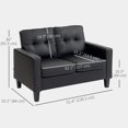 thumbnail image 3 of HOMCOM 51" PU Leather Loveseat with Armrests and Tufted Backrest, Black, 3 of 10