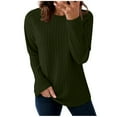 thumbnail image 2 of DPTALR George Women's Lightweight Long Sleeve Crewneck Knit Tops，2025 Fall Fashion,Army Green,Size L, 2 of 8