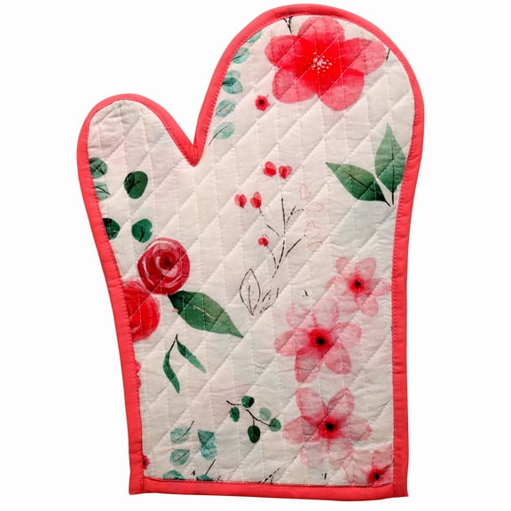 Sapphire-Web Heat Resistant Oven Mitts Extra Long Kitchen Gloves for Cooking Cotton Linen Non-Slip Oven Mitts