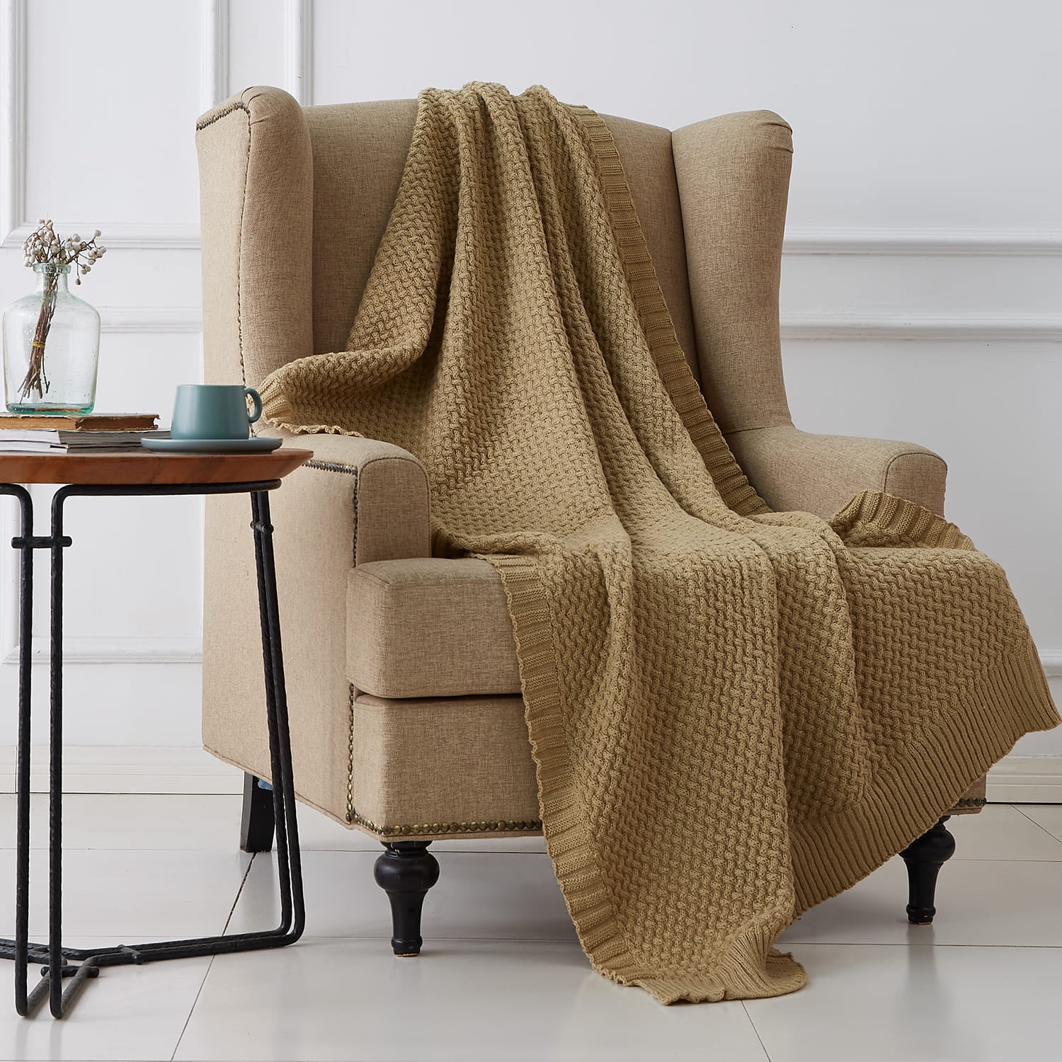 Phantoscope 100 Cotton Plush Warm Fluffy Hypoallergenic Light Weight Throw Blanket, 47" x 70