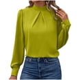 thumbnail image 1 of Ailaofu Long Sleeve Shirts for Women Round Neck Tops Pleated Front Blouses Dressy Casual Fall Clothes Fashion, 1 of 5