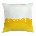 thumbnail image 1 of Yellow and White Throw Pillow Cushion Cover, Dripping White Milk Cream Paint Yogurt on Yellow Honey Background Print, Decorative Square Accent Pillow Case, 16 X 16 Inches, Yellow White, by Ambesonne, 1 of 2