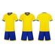 thumbnail image 1 of Conjuntos de blusas y camisas de manga corta con cuello en V. Conjunto de traje de fútbol de color sólido para niños para juegos deportivos universitarios, partidos de rendimiento, uniformes de entren, 1 of 5